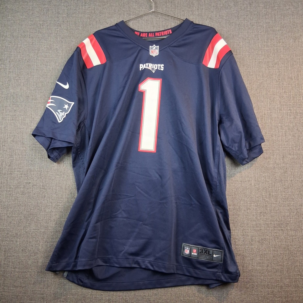 Nike New England Patriots Cam Newton 1 Navy Blue NFL Jersey On Field Mens 3XL